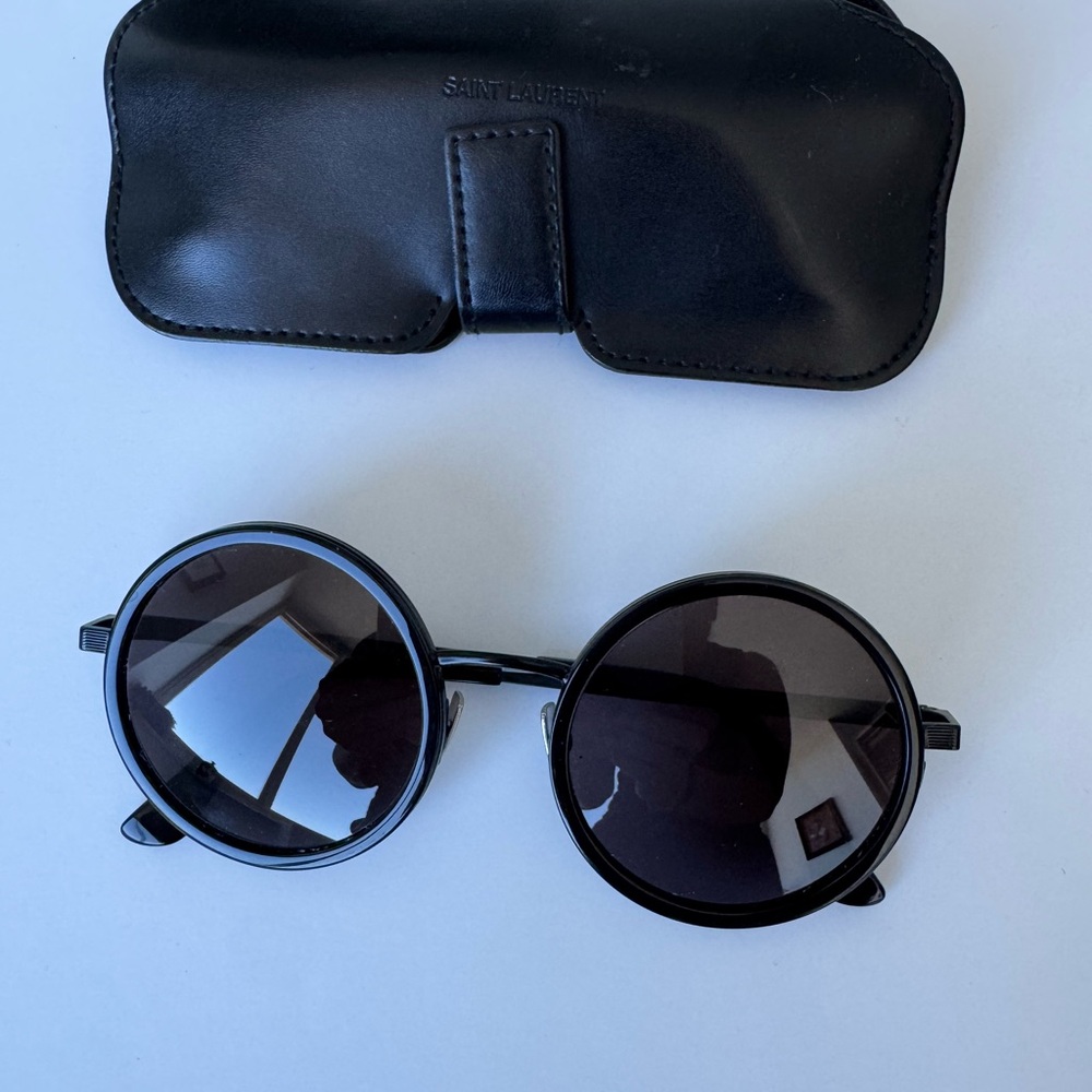 Saint Laurent Black Round Sunglasses with Case